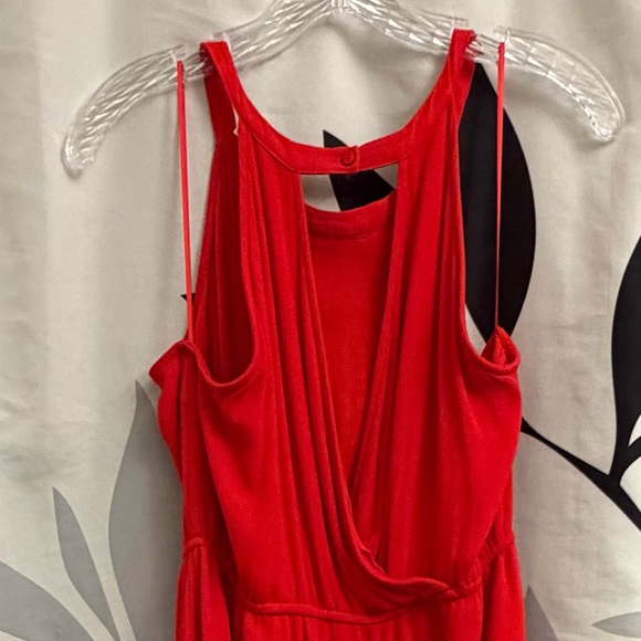 Skies Are Blue Vibrant Red Crochet Midi Dress - Picture 2 of 5